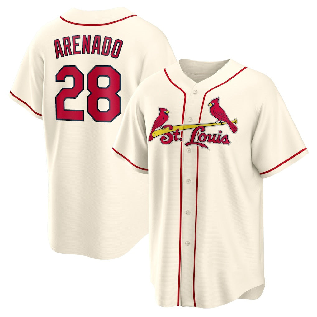 seanshop  St. Louis Cardinals #28 Nolan Arenado Cream  Alternate 2 Replica Jersey