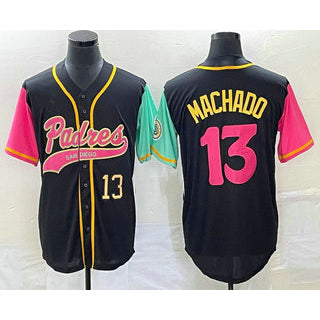 seanshop  San Diego Padres #13 Manny Machado Number Black  NEW 2023 City Connect Cool Base Stitched Jersey
