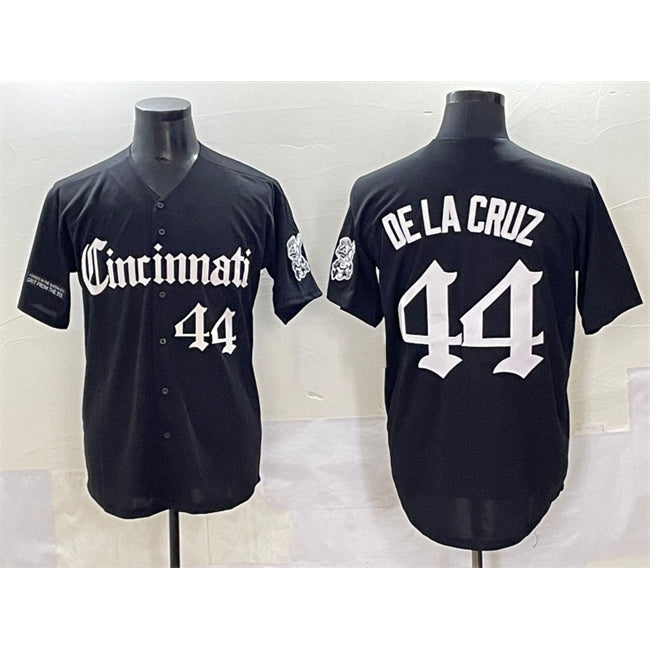 seanshop Cincinnati Reds #44 Elly De La Cruz Black  'Gothic Queen City Edition' Vapor Premier Limited Stitched Jersey