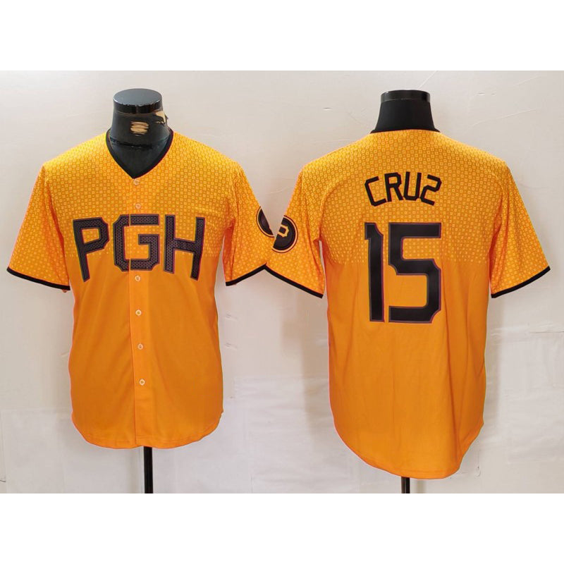 seanshop  Pittsburgh Pirates #15 Oneil Cruz Yellow  2023 City Connect Stitched Jersey 2