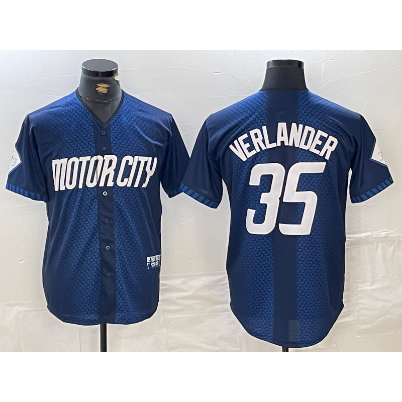 seanshop Detroit Tigers #35 Justin Verlander Navy  2024 City Connect Cool Base Limited Stitched Jersey