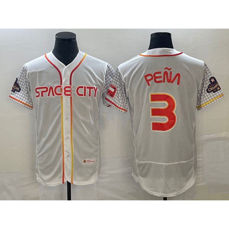 seanshop Houston Astros #3 Jeremy Pena Number White  2023 City Connect Flex Base Stitched Jersey