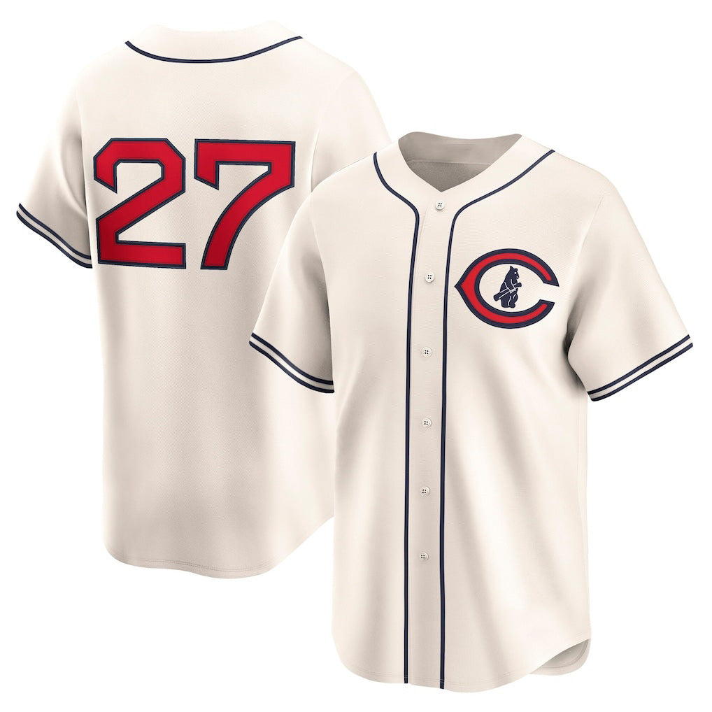 seanshop  Chicago Cubs #27 Seiya Suzuki Cream  Throwback Cooperstown Collection Limited Jersey