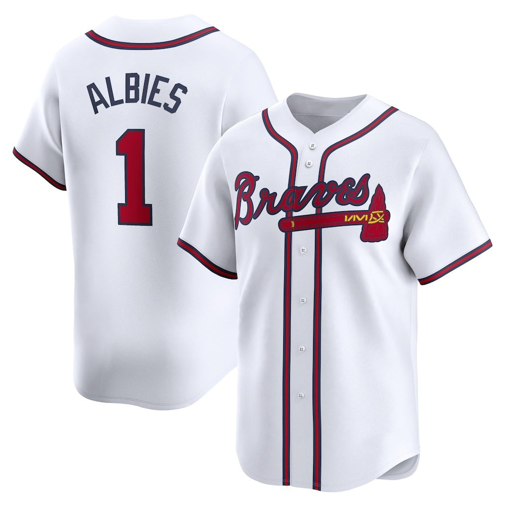 seanshop Atlanta Braves #1 Ozzie Albies White  Home Limited Player Jersey