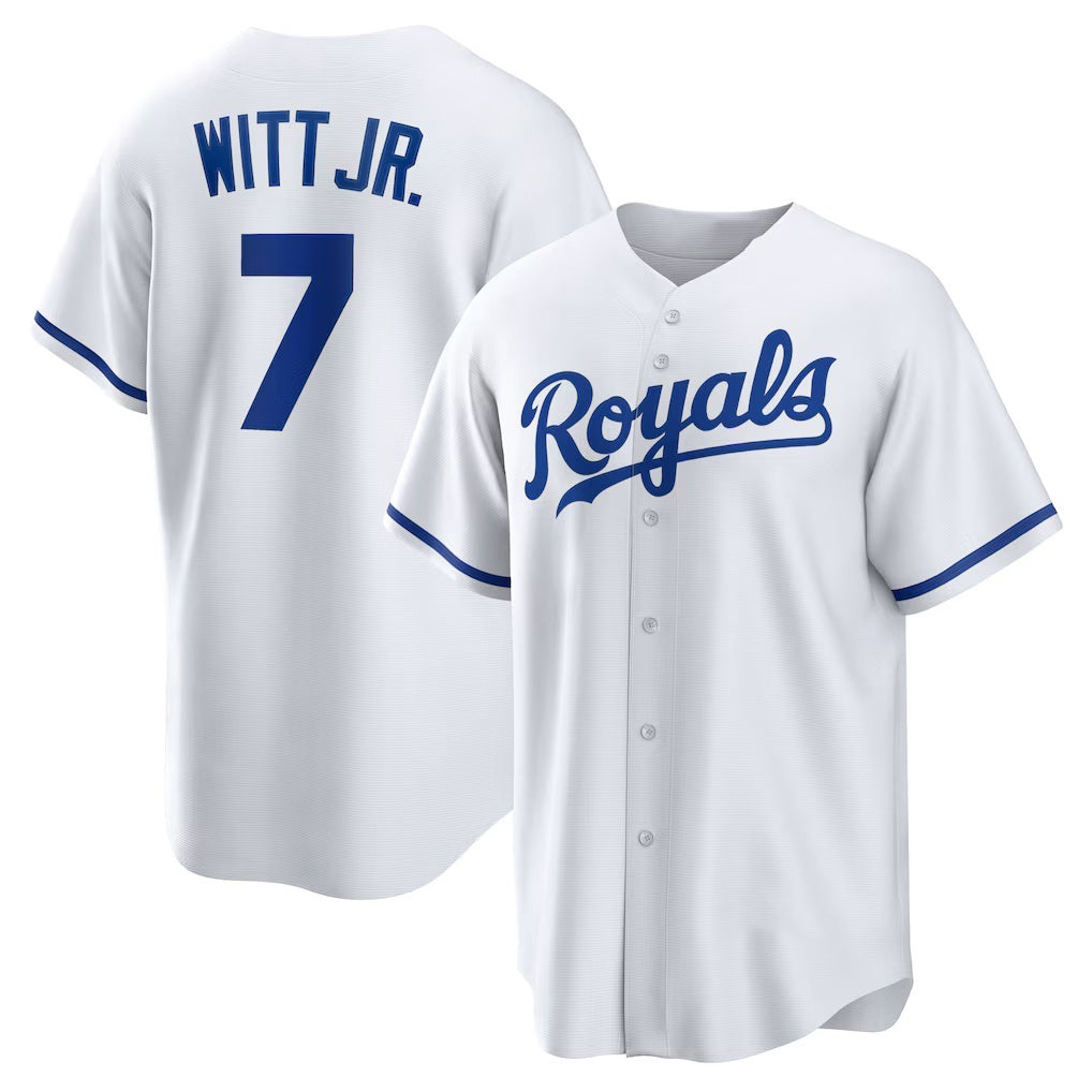 seanshop  Kansas City Royals #7 Bobby Witt Jr. White  Home Replica Player Jersey