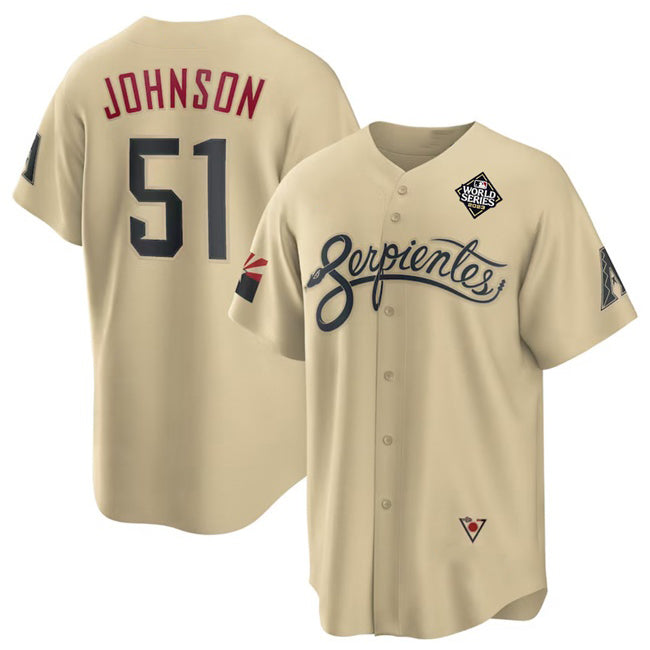 seanshop  Arizona Diamondbacks #51 Randy Johnson Gold  2023 World Series City Connect Cool Base Stitched Jersey