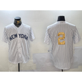 seanshop  New York Yankees #2 Derek Jeter White  Pinstripe Without Name Fashion Cool Base Jersey 2