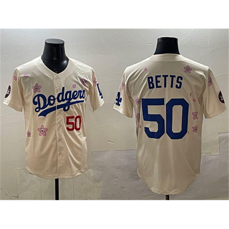 seanshop Los Angeles Dodgers #50 Mookie Betts Cream  2025 Tokyo Series Limited Stitched Jersey