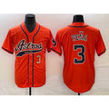 seanshop Houston Astros #3 Jeremy Pena Number Orange  With Patch Cool Base Stitched Jersey