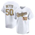 seanshop Los Angeles Dodgers #50 Mookie Betts White  2025 Gold Collection Limited Stitched Jersey
