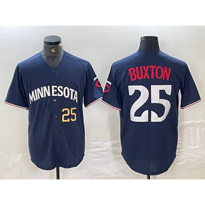 seanshop  Minnesota Twins #25 Byron Buxton Number 2023 Navy Blue  Cool Base Stitched Jerseys