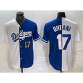 seanshop Los Angeles Dodgers #17 Shohei Ohtani Number White Blue  Two Tone Stitched Jerseys
