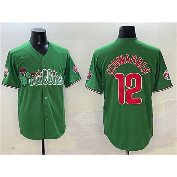 seanshop  Philadelphia Phillies #12 Kyle Schwarber Green  Phanatic Limited Stitched Jersey