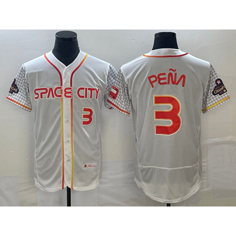 seanshop Houston Astros #3 Jeremy Pena Number White  2023 City Connect Flex Base Stitched Jersey 3