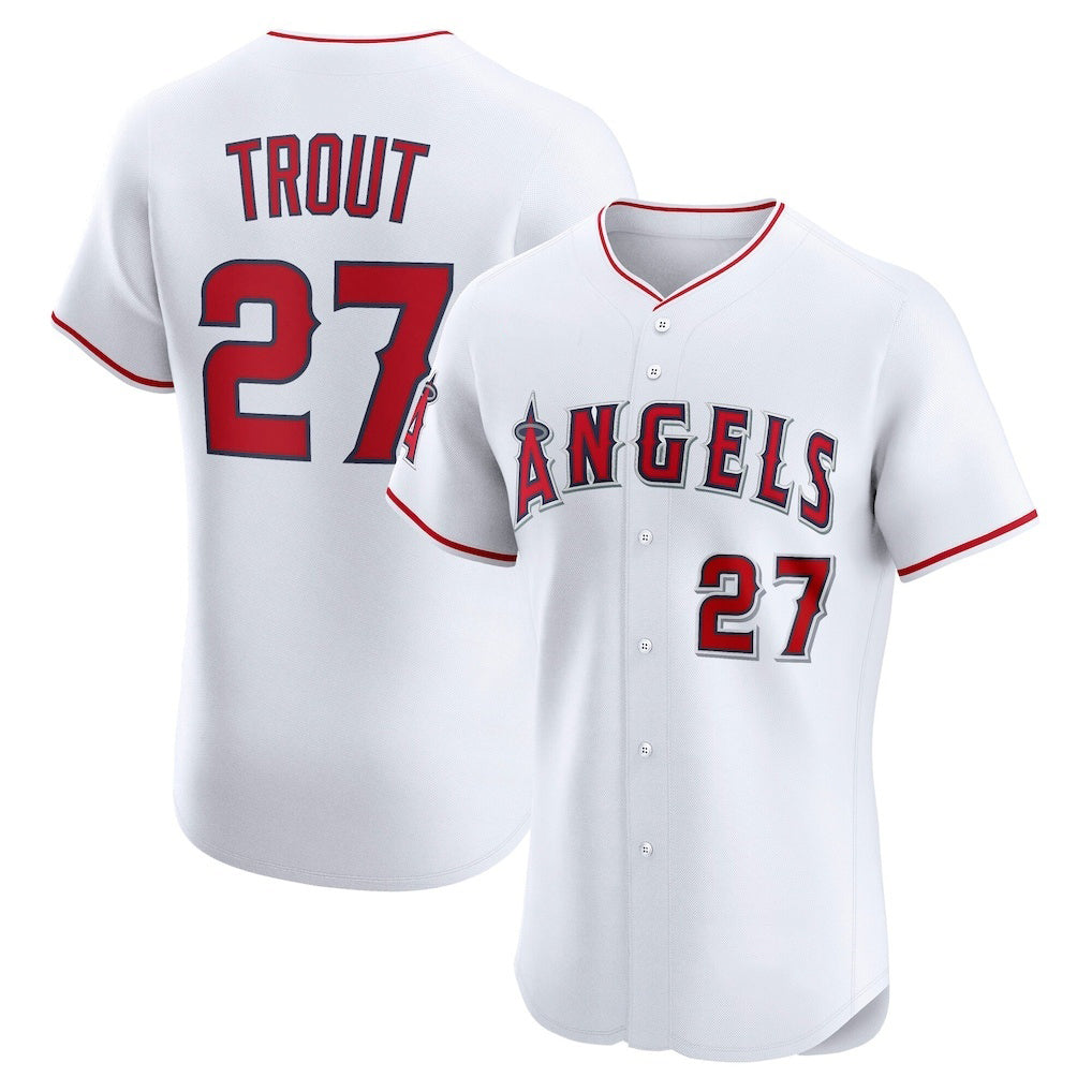 seanshop Los Angeles Angels #27 Mike Trout White  Home Elite Player Jersey