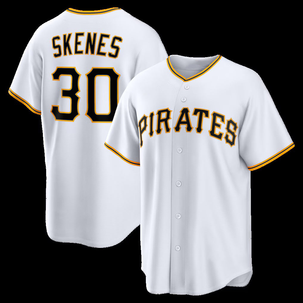 seanshop  Pittsburgh Pirates #30 Paul Skenes White  Home Replica Jersey