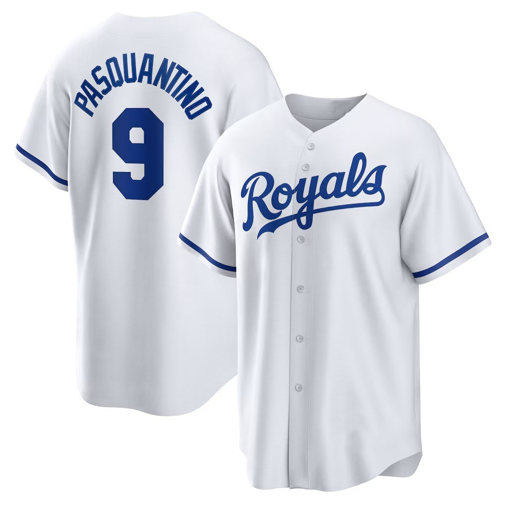 seanshop  Kansas City Royals #9 Vinnie Pasquantino White  Home Replica Jersey