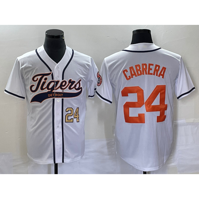 seanshop Detroit Tigers #24 Miguel Cabrera Number White  Cool Base Stitched Jersey