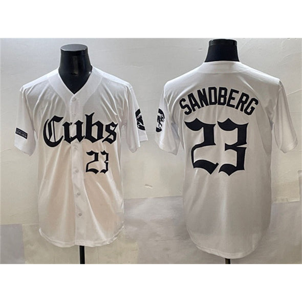 seanshop  Chicago Cubs #23 Ryne Sandberg White  'Gothic North Side Edition' Vapor Premier Limited Stitched Jersey