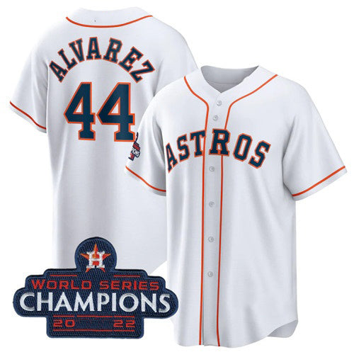 seanshop Houston Astros #44 Yordan Alvarez White  2022 World Series Champions Home Stitched Jersey