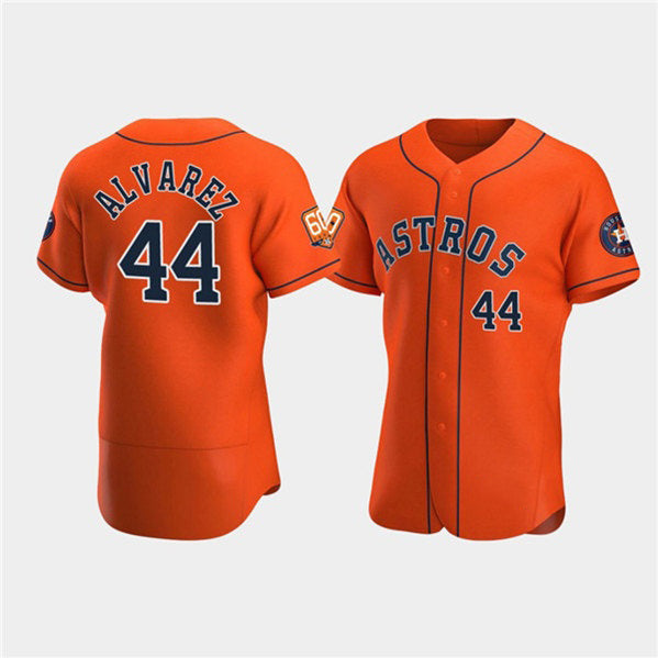seanshop Houston Astros #44 Yordan Alvarez Orange  60th Anniversary Flex Base Stitched Jersey