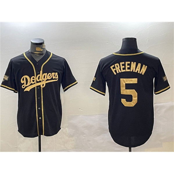 seanshop Los Angeles Dodgers #5 Freddie Freeman Black Gold  2024 World Series Champions Limited Stitched Jersey