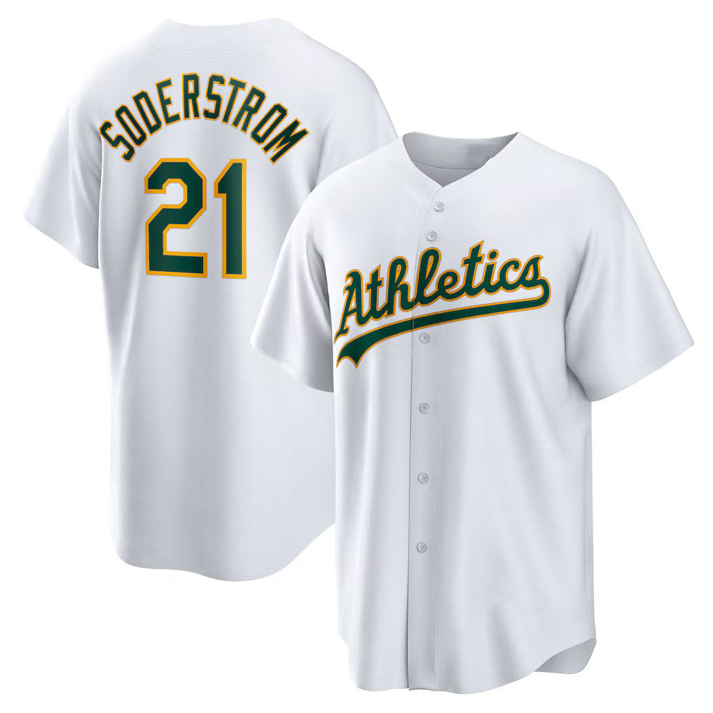 seanshop  Oakland Athletics  #21 Tyler Soderstrom White  Home Replica Jersey