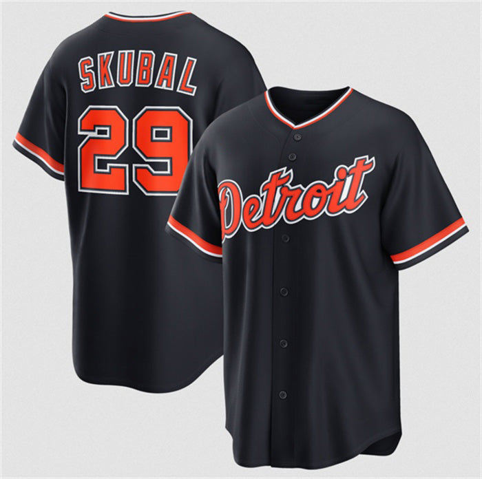 seanshop Detroit Tigers #29 Tarik Skubal Navy  Alternate Stitched Jersey