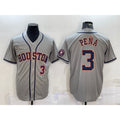 seanshop Houston Astros #3 Jeremy Pena Number Grey  With Patch Stitched Cool Base Jersey