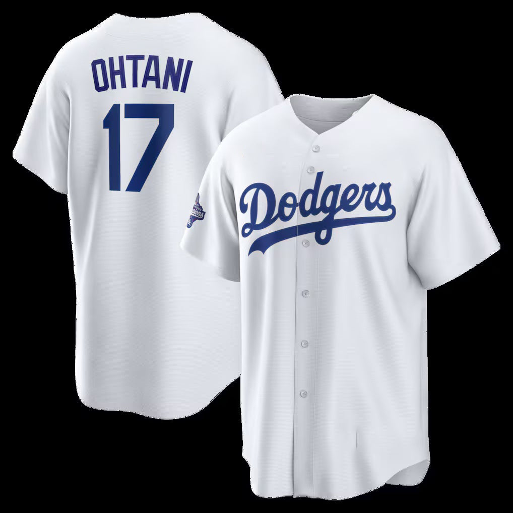 seanshop Los Angeles Dodgers #17 Shohei Ohtani White  2025 World Series Champions Home Replica Jersey