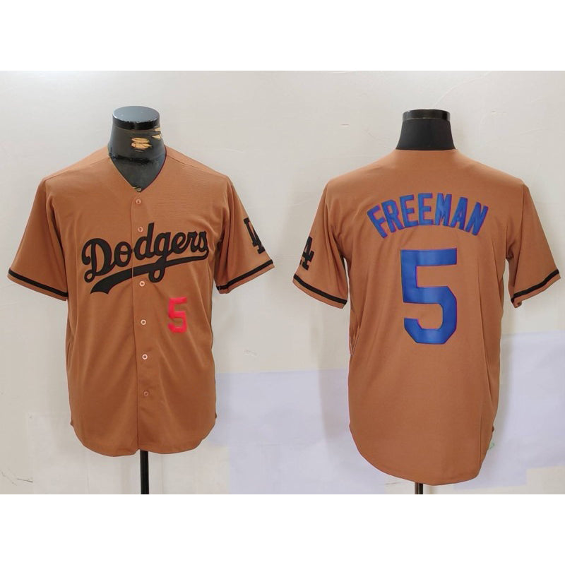 seanshop Los Angeles Dodgers #5 Freddie Freeman Number Olive  Cool Base Limited Stitched Jersey 2