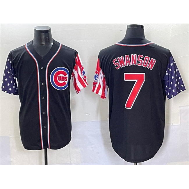 seanshop  Chicago Cubs #7 Dansby Swanson Black  2025 Independence Day Vapor Premier Limited Stitched Jersey
