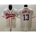 seanshop Atlanta Braves #13 Ronald Acuna Jr White  Cool Base With Patch Stitched Jersey 2