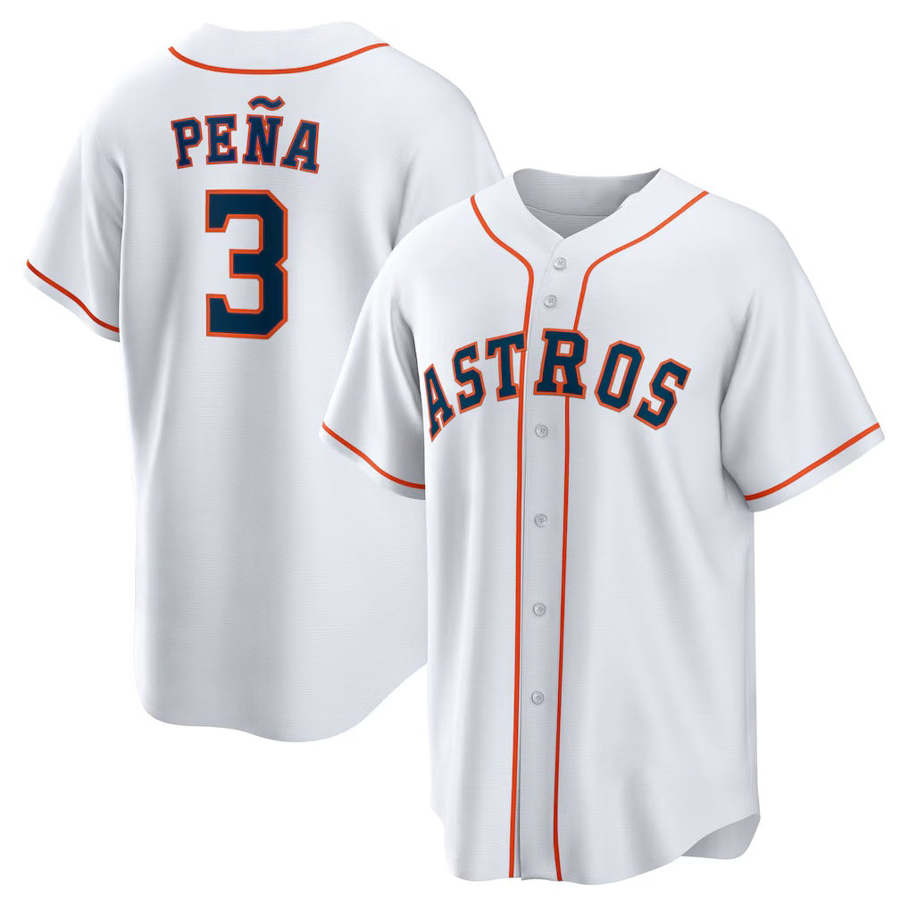 seanshop Houston Astros #3 Jeremy Pe?a White  Home Replica Jersey