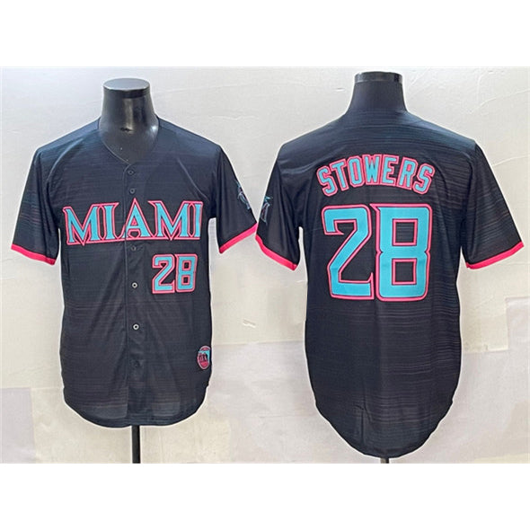 seanshop  Miami Marlins #28 Kyle Stowers Black  2025 City Connect Limited Stitched Jersey