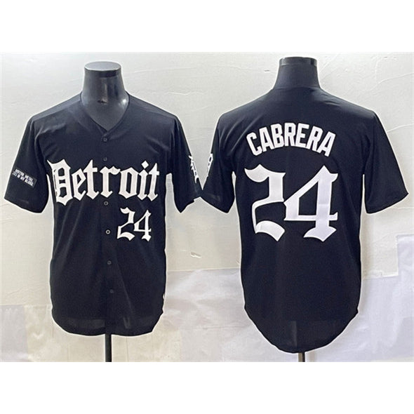 seanshop Detroit Tigers #24 Miguel Cabrera Black  'Motor Gothic Edition' Vapor Premier Limited Stitched Jersey