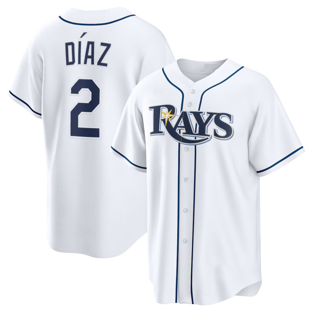 seanshop  Tampa Bay Rays #2 Yandy D¨ªaz White  Home Replica Jersey