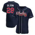 seanshop Atlanta Braves #28 Matt Olson Navy  Flex Base Stitched Jersey