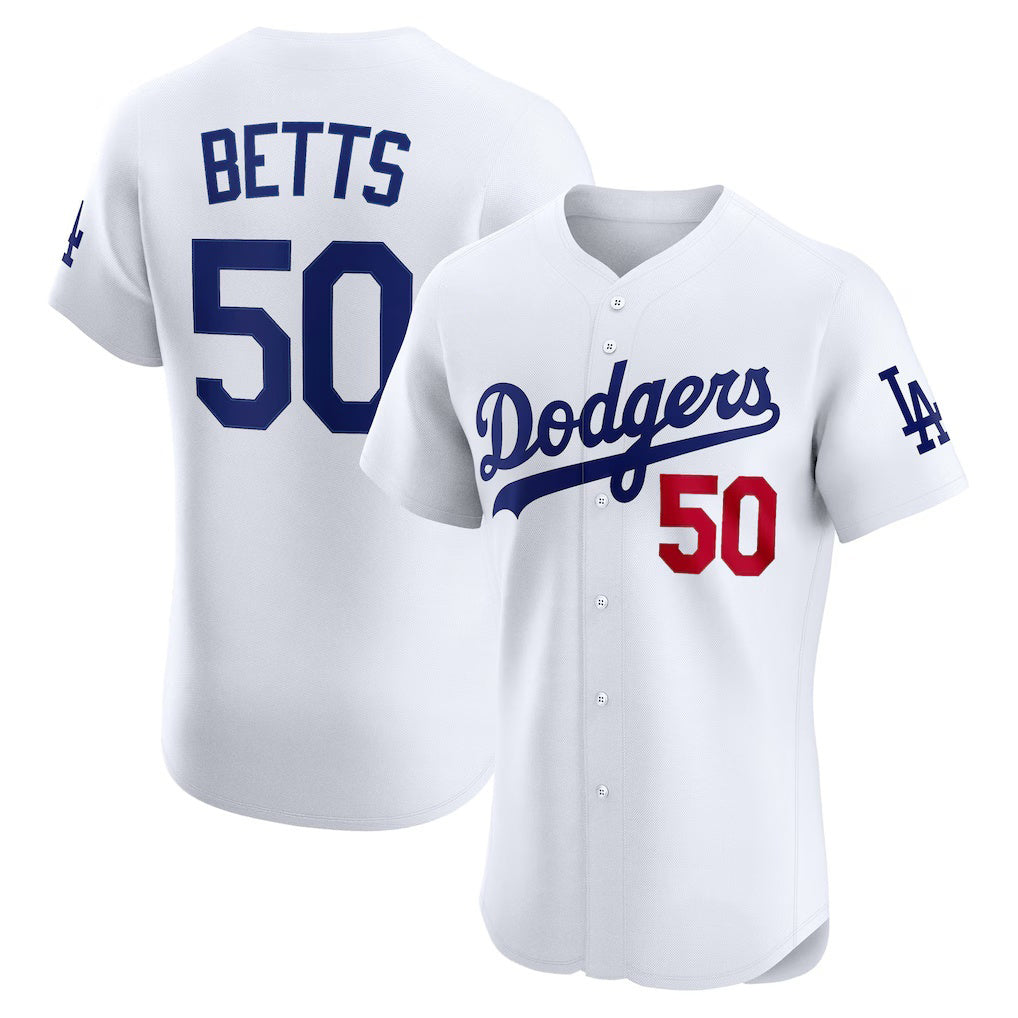 seanshop Los Angeles Dodgers #50 Mookie Betts White  Home Elite Player Jersey