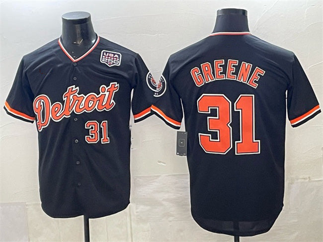 seanshop Detroit Tigers #31 Riley Greene Navy  2026 Alternate USA 250' Patch Vapor Premier Limited Stitched Jersey