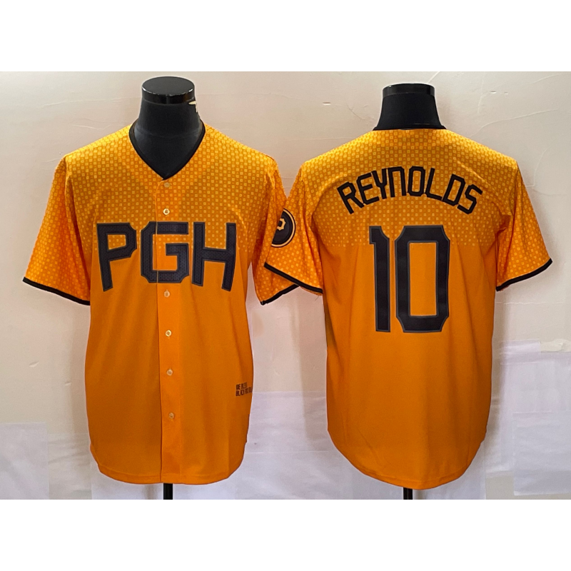 seanshop  Pittsburgh Pirates #10 Bryan Reynolds Gold  2023 City Connect Stitched Jersey