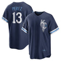 seanshop  Kansas City Royals #13 Salvador Perez Navy  City Connect Replica Player Jersey