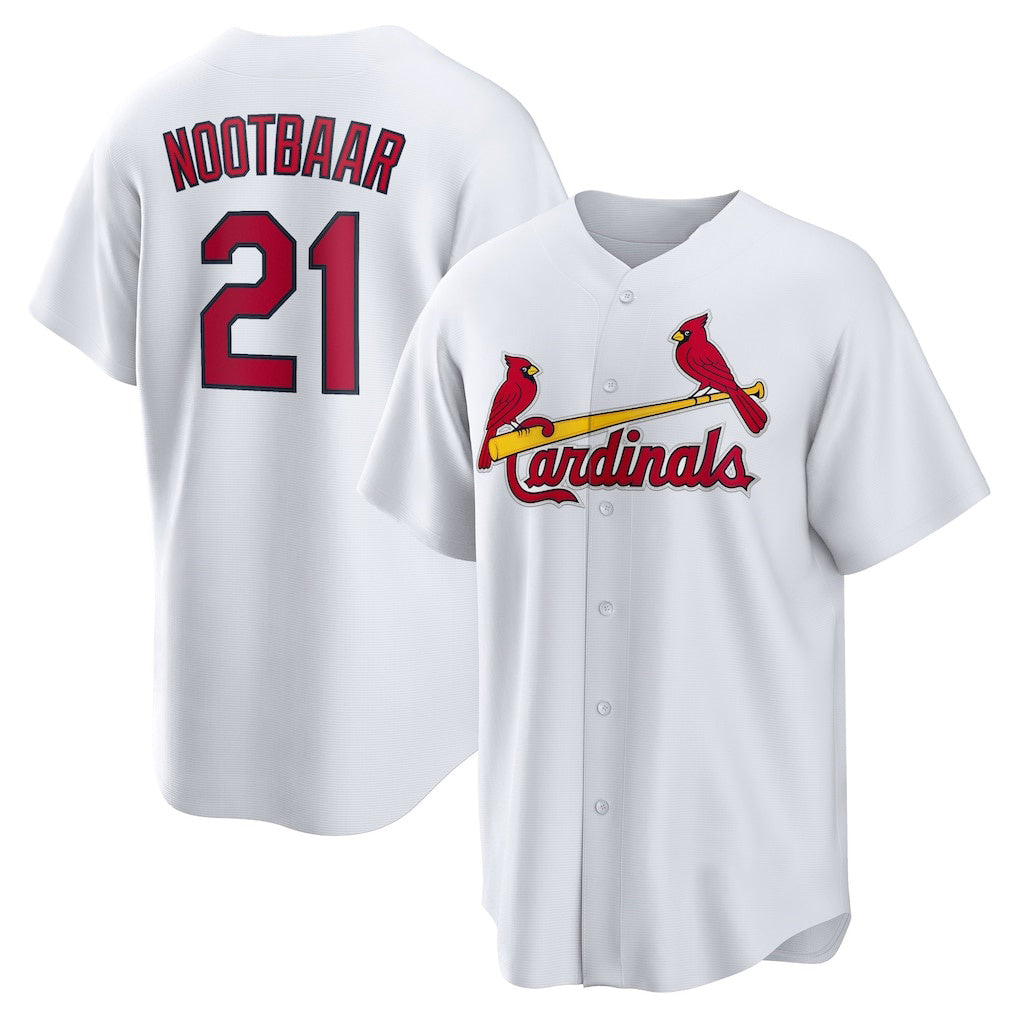 seanshop  St. Louis Cardinals #21 Lars Nootbaar White  Home Replica Jersey
