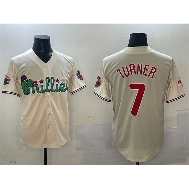 seanshop  Philadelphia Phillies #7 Trea Turner Cream  Phanatic Limited Stitched Jersey