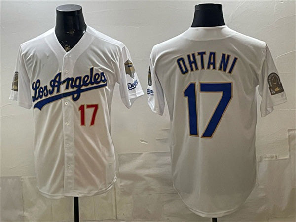 seanshop Los Angeles Dodgers #17 Shohei Ohtani White  2026 Gold Collection 9x & B2B Champs Patch Stitched Jersey