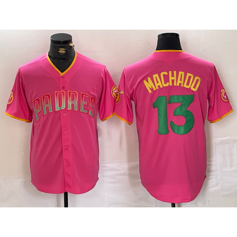 seanshop  San Diego Padres #13 Manny Machado Pink  Cool Base Stitched Jersey 2