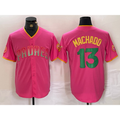 seanshop  San Diego Padres #13 Manny Machado Pink  Cool Base Stitched Jersey 2