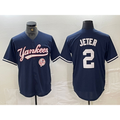 seanshop  New York Yankees #2 Derek Jeter Navy  With Patch Cool Base Stitched Jersey