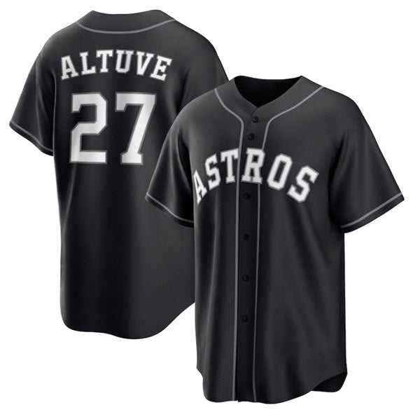seanshop Houston Astros #27 Jose Altuve Black  Lights Out Limited Stitched Jersey