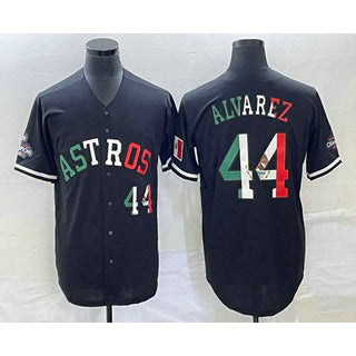 seanshop Houston Astros #44 Yordan Alvarez Number Mexico Black  Cool Base Stitched Jersey
